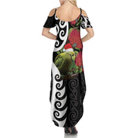 New Zealand Kakapo Christmas Family Matching Summer Maxi Dress and Hawaiian Shirt Meri Kirihimete Pohutukawa Flowers LT9 - Polynesian Pride