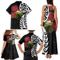 New Zealand Kakapo Christmas Family Matching Tank Maxi Dress and Hawaiian Shirt Meri Kirihimete Pohutukawa Flowers LT9 - Polynesian Pride