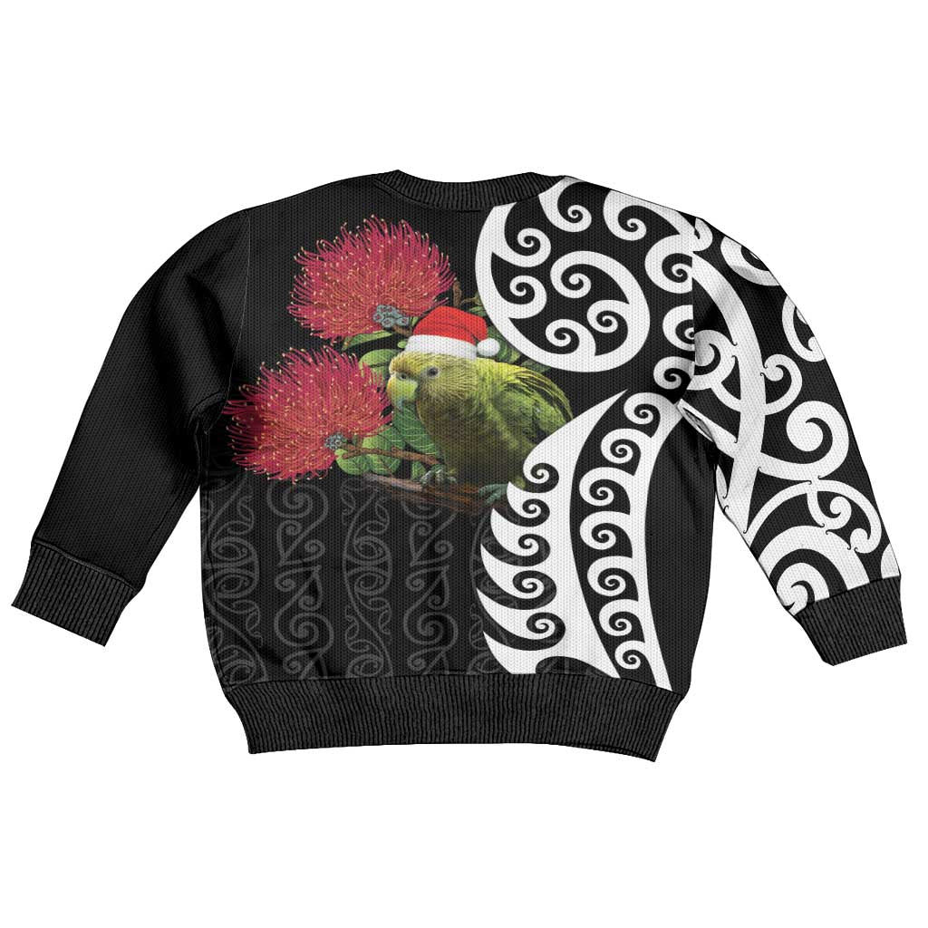 New Zealand Kakapo Christmas Kid Ugly Christmas Sweater Meri Kirihimete Pohutukawa Flowers LT9 - Polynesian Pride
