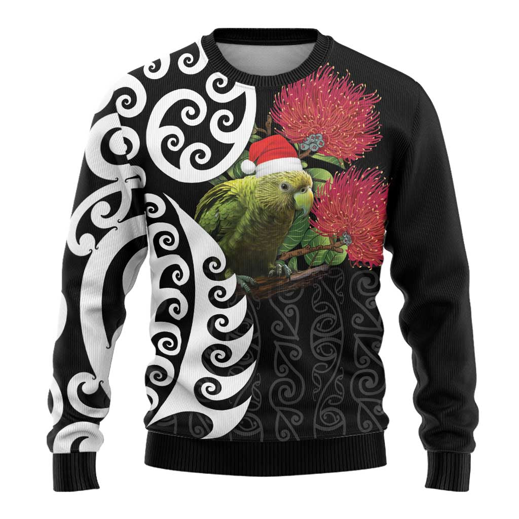 New Zealand Kakapo Christmas Ugly Christmas Sweater Meri Kirihimete Pohutukawa Flowers LT9 - Polynesian Pride