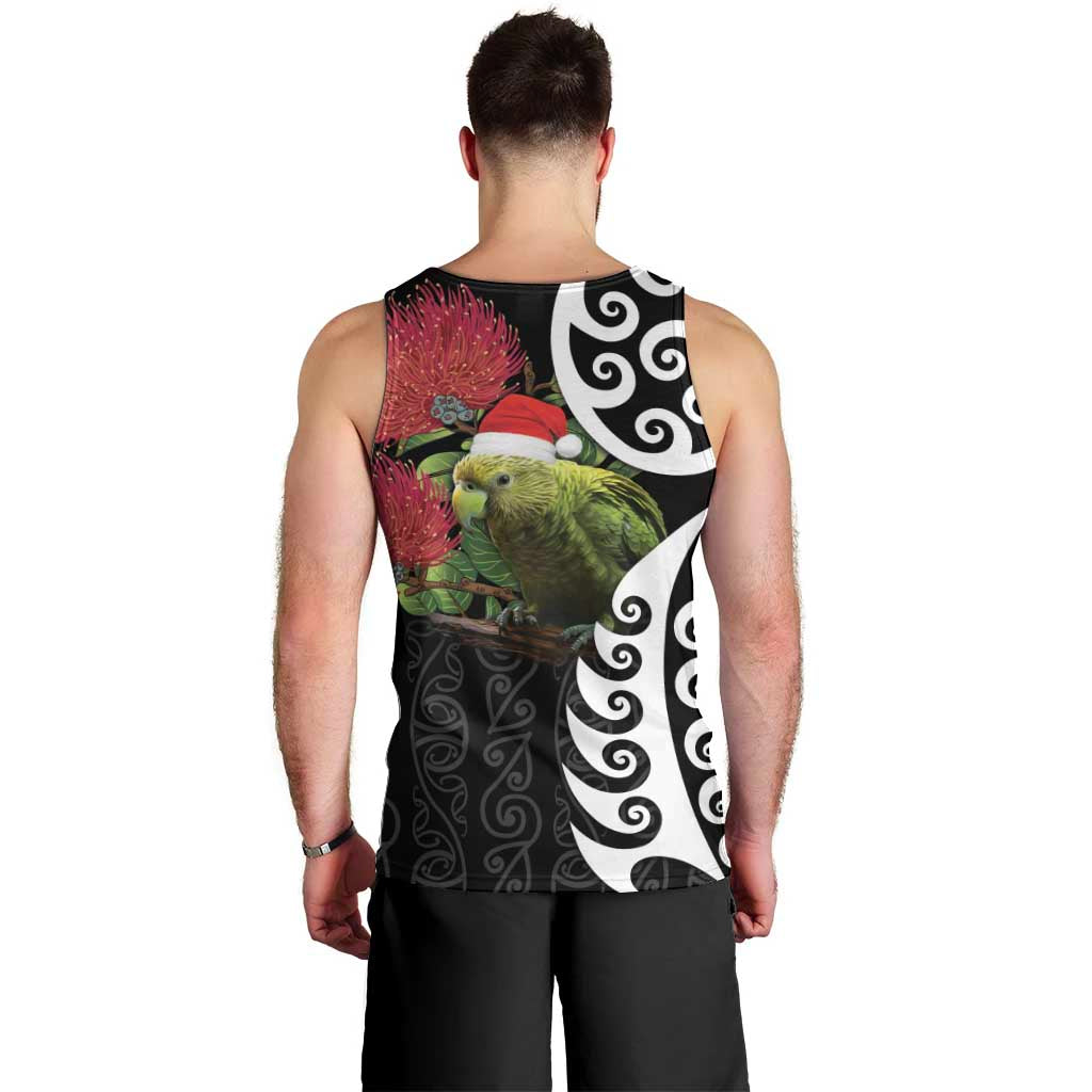 New Zealand Kakapo Christmas Men Tank Top Meri Kirihimete Pohutukawa Flowers LT9 - Polynesian Pride