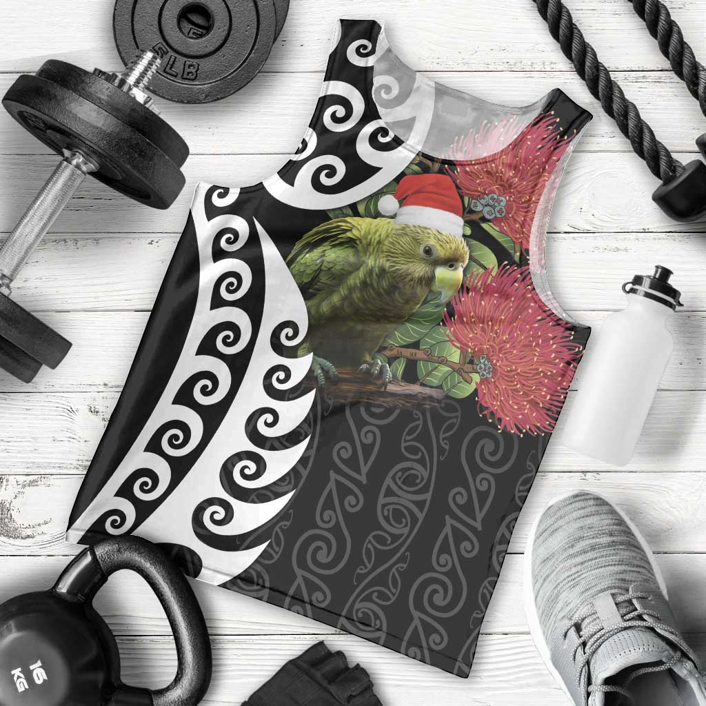 New Zealand Kakapo Christmas Men Tank Top Meri Kirihimete Pohutukawa Flowers LT9 - Polynesian Pride