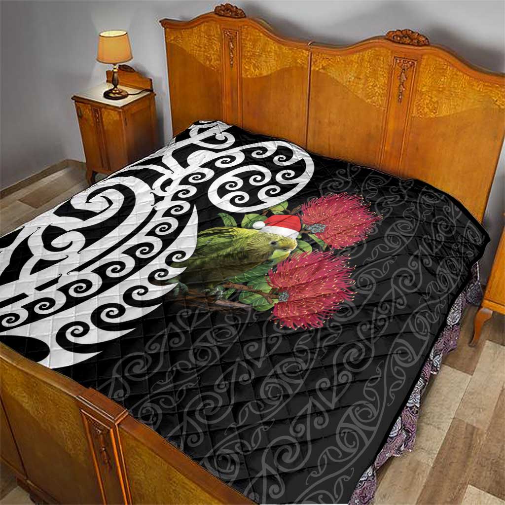 New Zealand Kakapo Christmas Quilt Meri Kirihimete Pohutukawa Flowers LT9 - Polynesian Pride