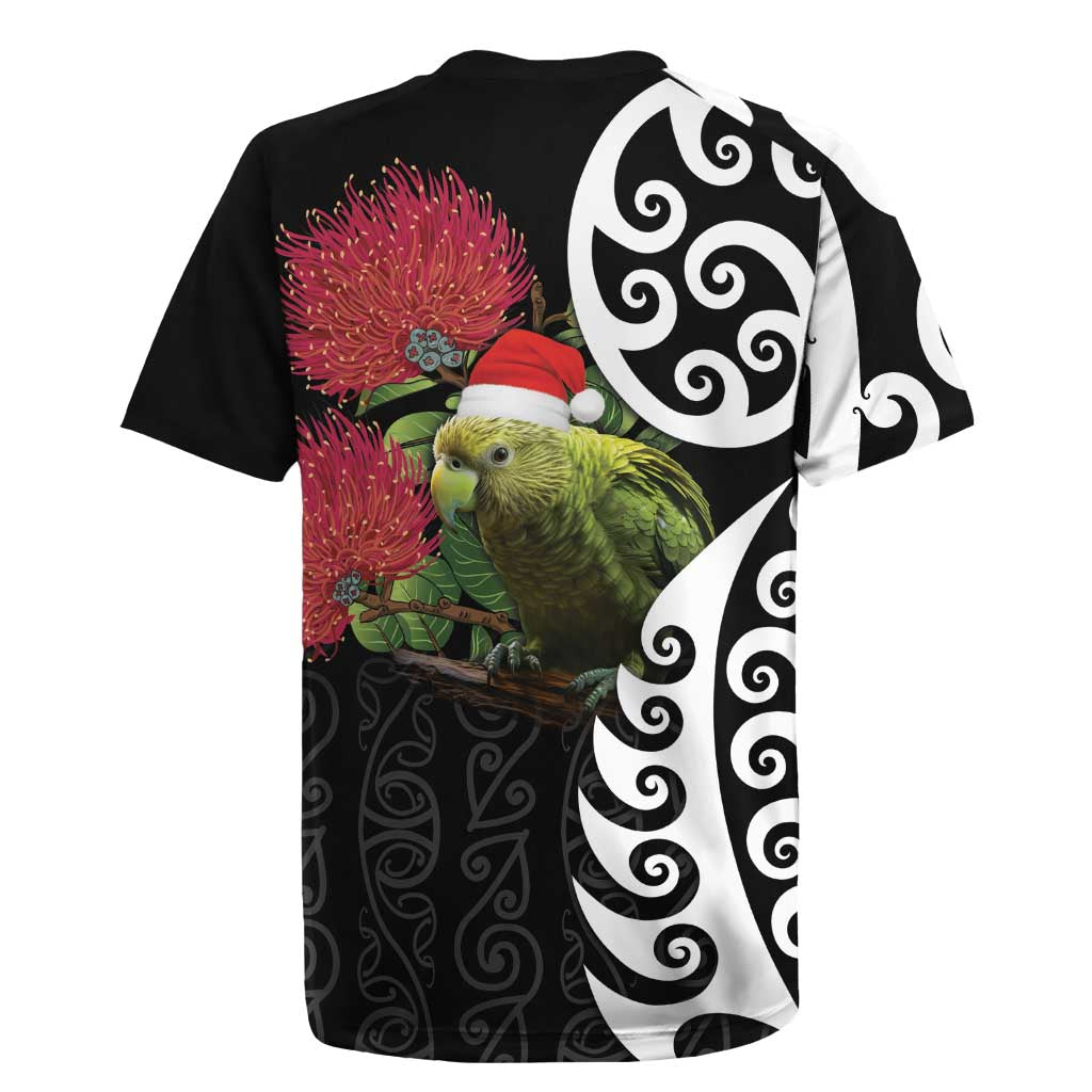 New Zealand Kakapo Christmas Rugby Jersey Meri Kirihimete Pohutukawa Flowers LT9 - Polynesian Pride