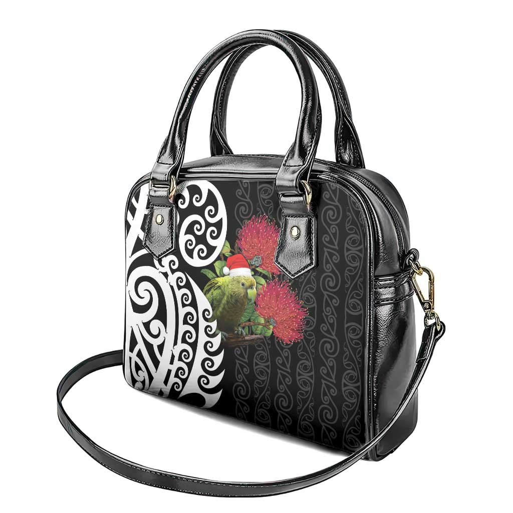 New Zealand Kakapo Christmas Shoulder Handbag Meri Kirihimete Pohutukawa Flowers LT9 - Polynesian Pride