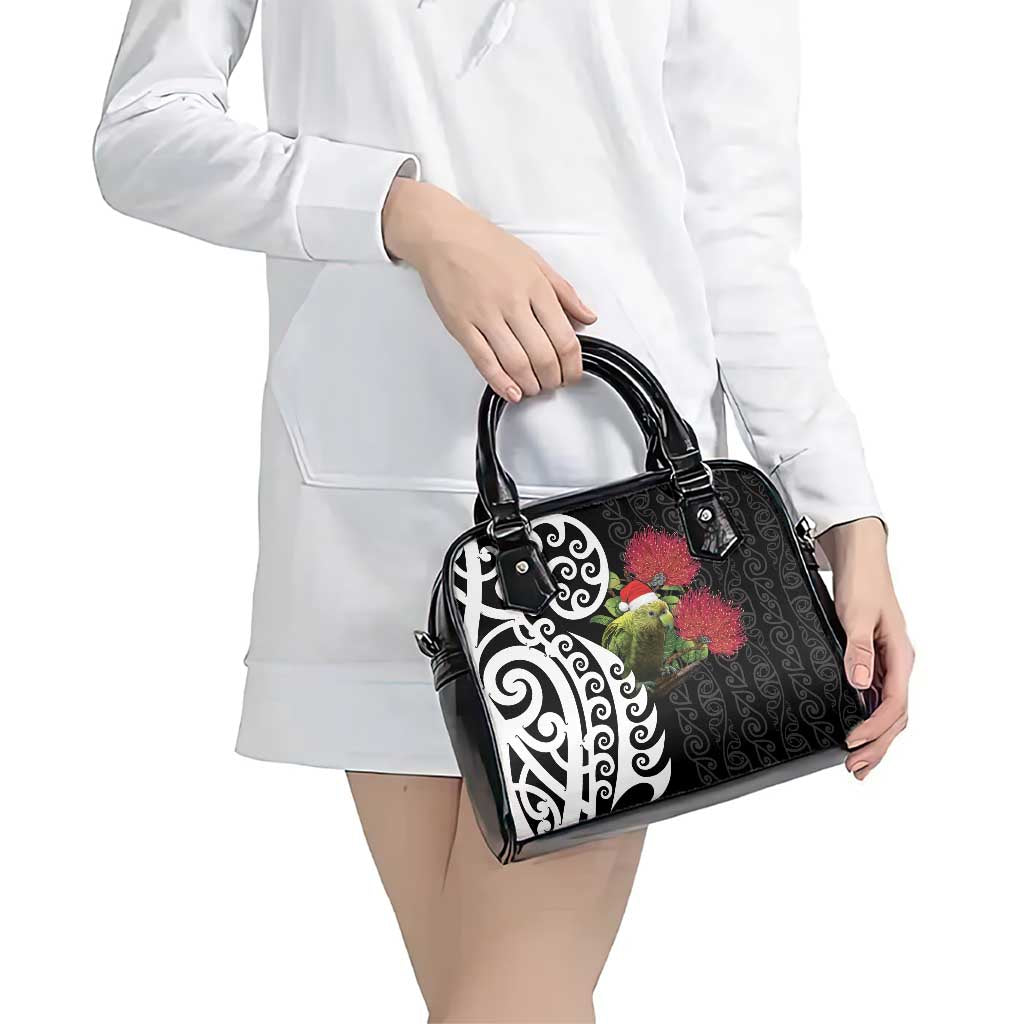New Zealand Kakapo Christmas Shoulder Handbag Meri Kirihimete Pohutukawa Flowers LT9 - Polynesian Pride