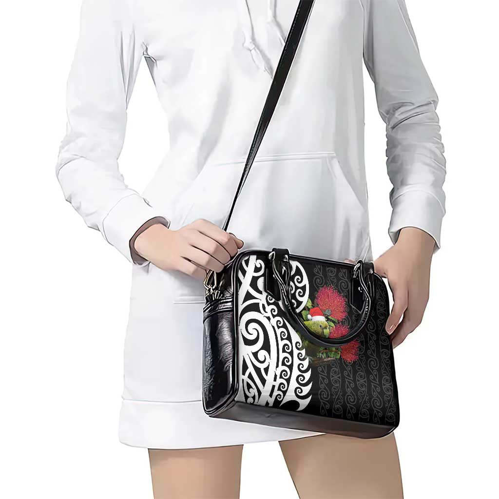 New Zealand Kakapo Christmas Shoulder Handbag Meri Kirihimete Pohutukawa Flowers LT9 - Polynesian Pride