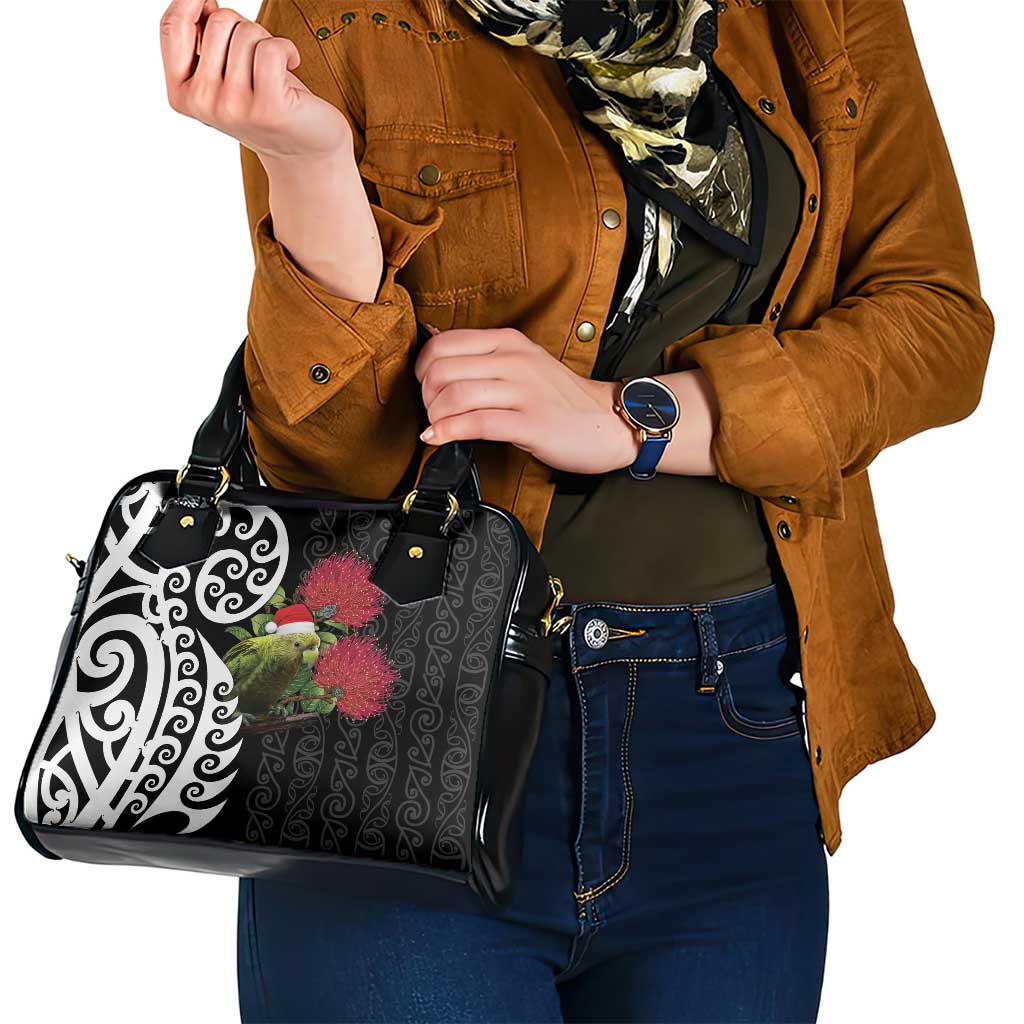 New Zealand Kakapo Christmas Shoulder Handbag Meri Kirihimete Pohutukawa Flowers LT9 - Polynesian Pride
