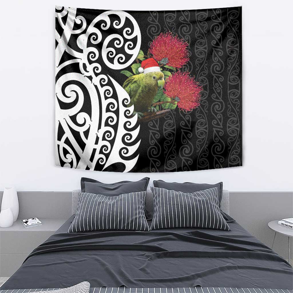New Zealand Kakapo Christmas Tapestry Meri Kirihimete Pohutukawa Flowers LT9 - Polynesian Pride