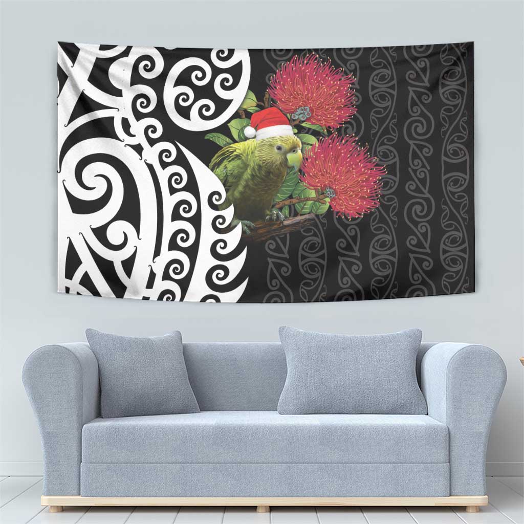 New Zealand Kakapo Christmas Tapestry Meri Kirihimete Pohutukawa Flowers LT9 - Polynesian Pride
