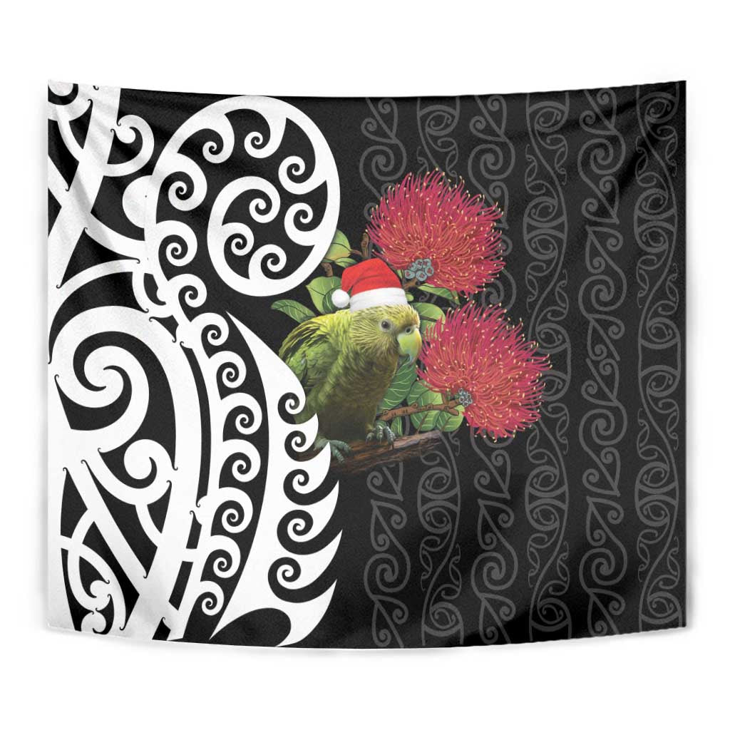 New Zealand Kakapo Christmas Tapestry Meri Kirihimete Pohutukawa Flowers LT9 - Polynesian Pride