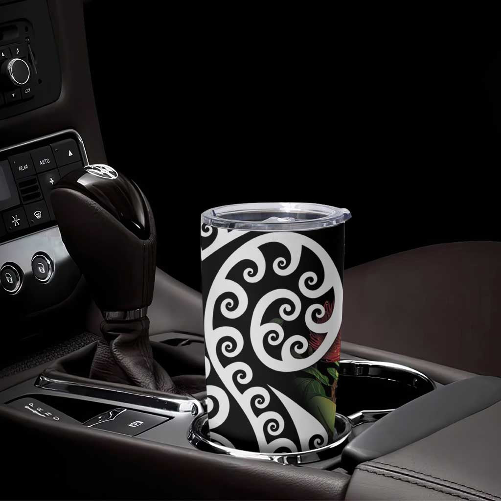 New Zealand Kakapo Christmas Tumbler Cup Meri Kirihimete Pohutukawa Flowers LT9 - Polynesian Pride