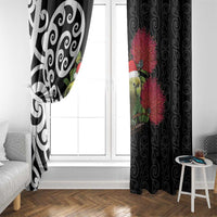 New Zealand Kakapo Christmas Window Curtain Meri Kirihimete Pohutukawa Flowers LT9 - Polynesian Pride