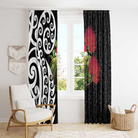 New Zealand Kakapo Christmas Window Curtain Meri Kirihimete Pohutukawa Flowers LT9 - Polynesian Pride