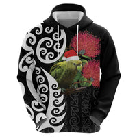 New Zealand Kakapo Christmas Zip Hoodie Meri Kirihimete Pohutukawa Flowers LT9 - Polynesian Pride