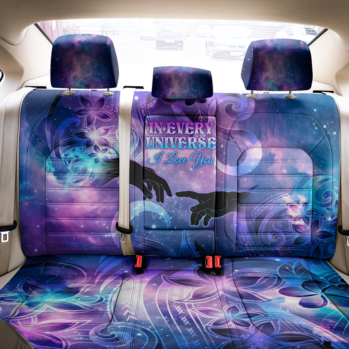 I Love You In Every Universe Personalised Back Car Seat Cover Polynesian Pattern Galaxy Style LT9 - Polynesian Pride