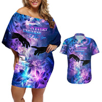 I Love You In Every Universe Personalised Couples Matching Off Shoulder Short Dress and Hawaiian Shirt Polynesian Pattern Galaxy Style LT9 Galaxy - Polynesian Pride