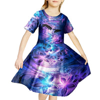 I Love You In Every Universe Personalised Kid Short Sleeve Dress Polynesian Pattern Galaxy Style LT9 - Polynesian Pride