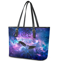 I Love You In Every Universe Personalised Leather Tote Bag Polynesian Pattern Galaxy Style LT9 - Polynesian Pride