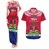 Haiti Independence Day Couples Matching Tank Maxi Dress and Hawaiian Shirt Libete Egalite Fratenite Ayiti 1804 With Polynesian Pattern LT9 Red - Polynesian Pride