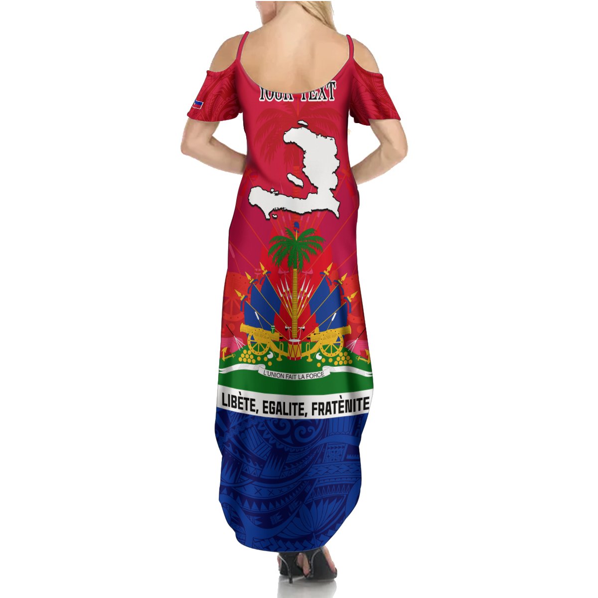 Haiti Independence Day Summer Maxi Dress Libete Egalite Fratenite Ayiti 1804 With Polynesian Pattern LT9 - Polynesian Pride