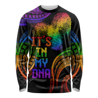 Personalised Its In My DNA Valentine Day Long Sleeve Shirt Fingerprint Heart with Color Pride Flag LT9 Unisex - Polynesian Pride