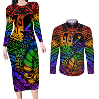 New Zealand LGBT Fern Heart Couples Matching Long Sleeve Bodycon Dress and Long Sleeve Button Shirt Dont judge What You Dont Understand LT9 No Dress - Polynesian Pride