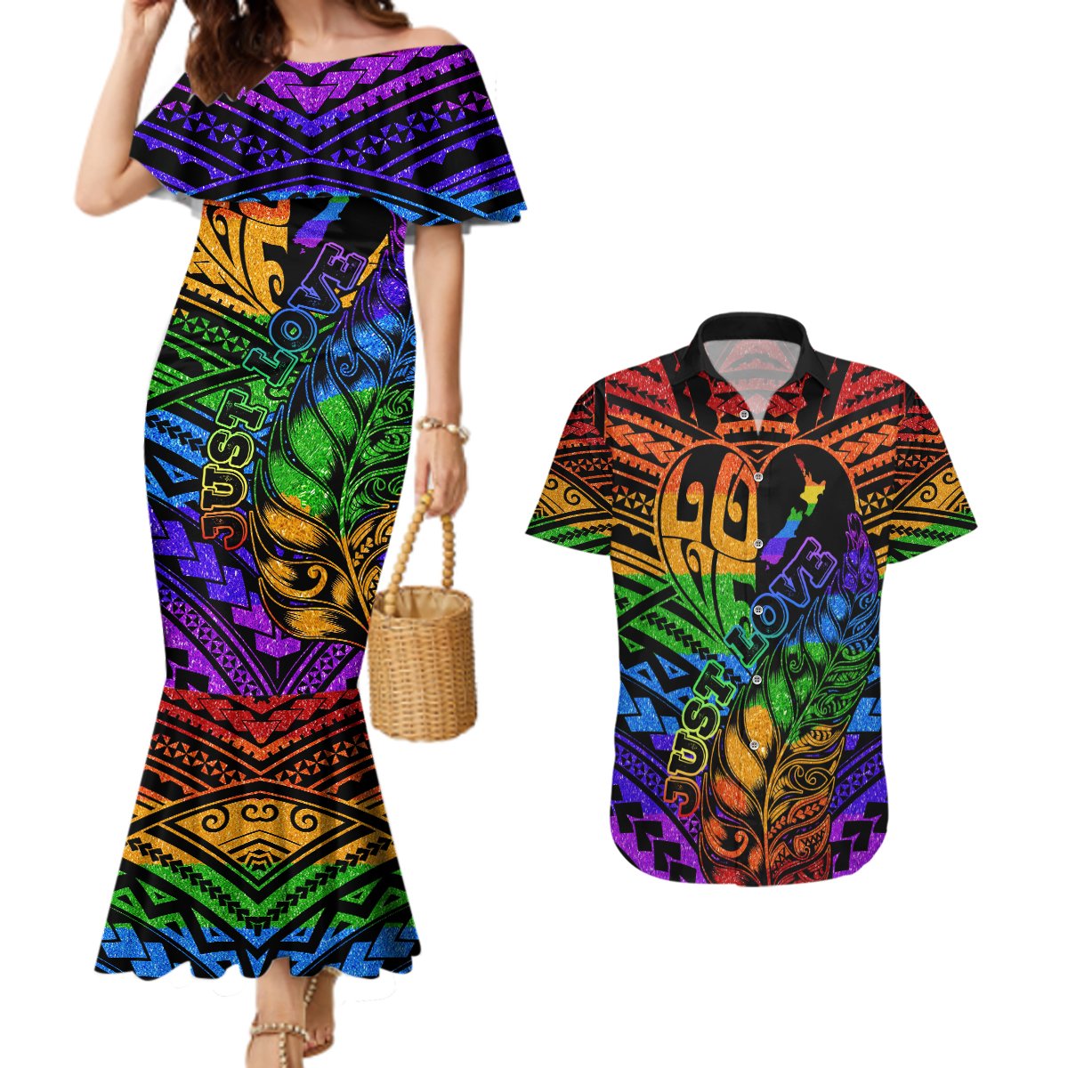 New Zealand LGBT Fern Heart Couples Matching Mermaid Dress and Hawaiian Shirt Dont judge What You Dont Understand LT9 - Polynesian Pride