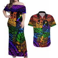 New Zealand LGBT Fern Heart Couples Matching Off Shoulder Maxi Dress and Hawaiian Shirt Dont judge What You Dont Understand LT9 No Dress - Polynesian Pride