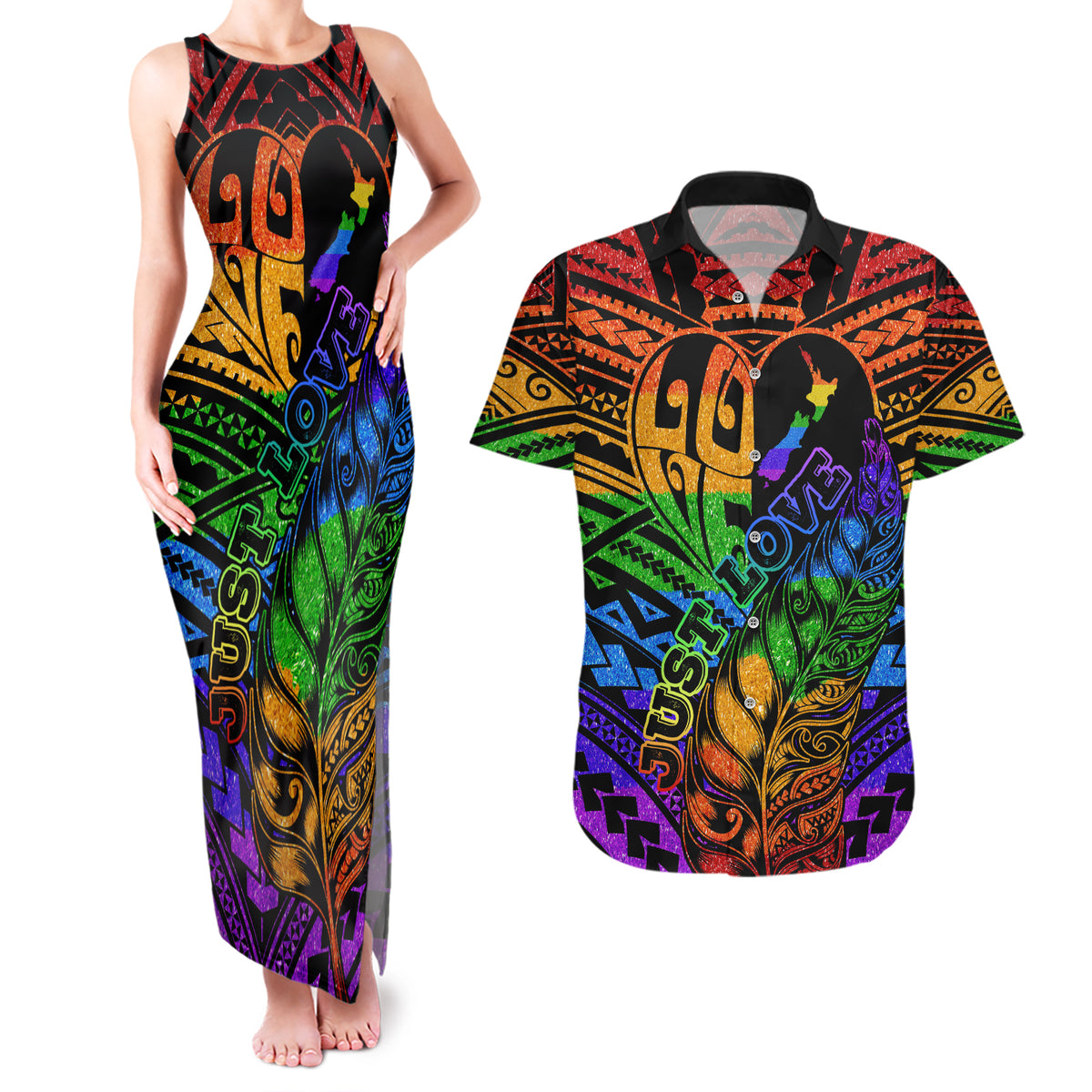 New Zealand LGBT Fern Heart Couples Matching Tank Maxi Dress and Hawaiian Shirt Dont judge What You Dont Understand LT9 No Dress - Polynesian Pride