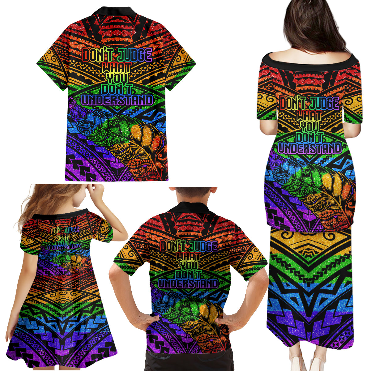 New Zealand LGBT Fern Heart Family Matching Puletasi and Hawaiian Shirt Dont judge What You Dont Understand LT9 - Polynesian Pride