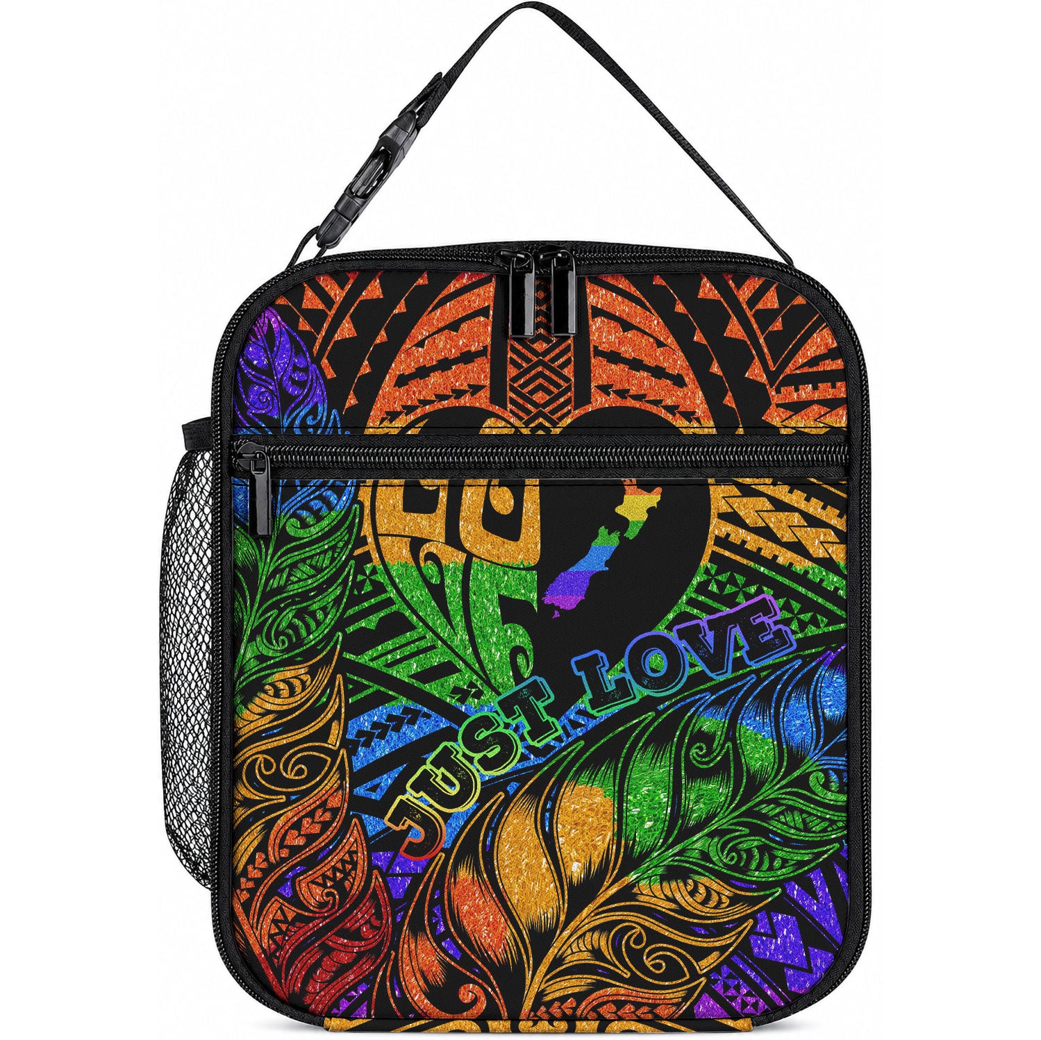 New Zealand LGBT Fern Heart Lunch Bag Dont judge What You Dont Understand LT9 10.2 × 8.3 × 4.3 inch Black - Polynesian Pride