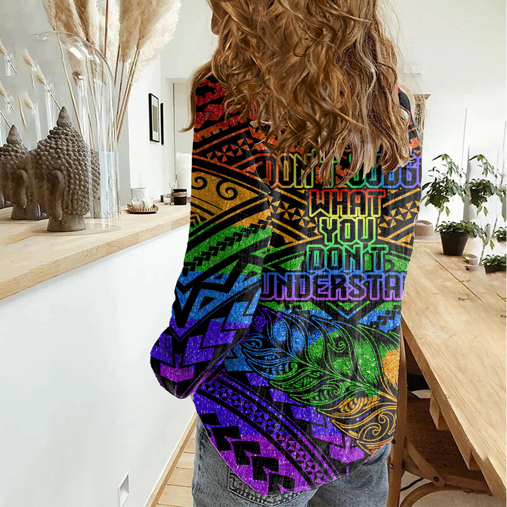New Zealand LGBT Fern Heart Women Casual Shirt Dont judge What You Dont Understand LT9 - Polynesian Pride