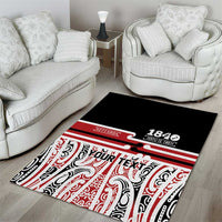 Personalised Toitu Te Tiriti Aotearoa 1840 Area Rug Red Kowhaiwhai Puhoro - Polynesian Pride