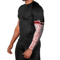 Personalised Toitu Te Tiriti Aotearoa 1840 Arm Sleeves Red Kowhaiwhai Puhoro - Polynesian Pride