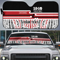Personalised Toitu Te Tiriti Aotearoa 1840 Auto Sun Shade Red Kowhaiwhai Puhoro LT9 Black - Polynesian Pride