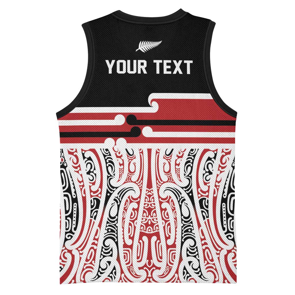 Personalised Toitu Te Tiriti Aotearoa 1840 Basketball Jersey Red Kowhaiwhai Puhoro LT9 - Polynesian Pride