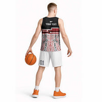 Personalised Toitu Te Tiriti Aotearoa 1840 Basketball Jersey Red Kowhaiwhai Puhoro LT9 - Polynesian Pride