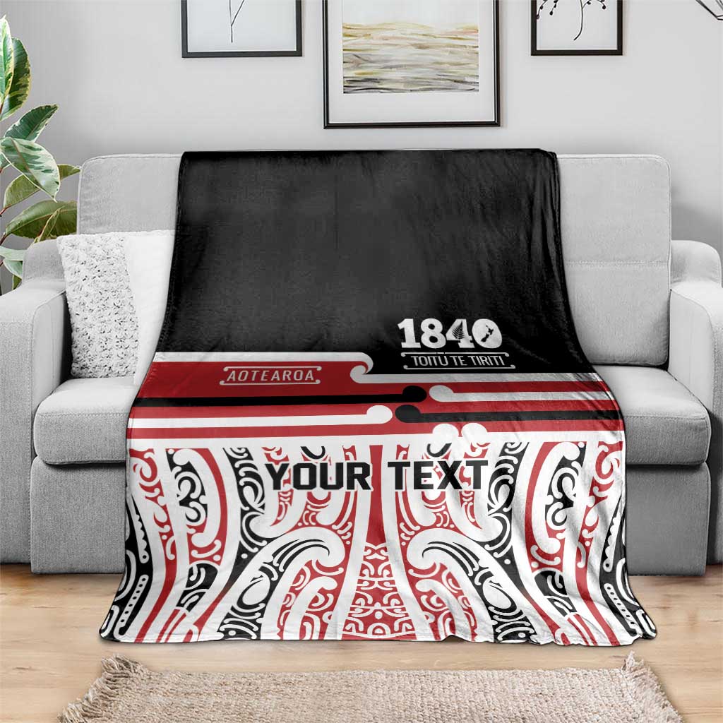 Personalised Toitu Te Tiriti Aotearoa 1840 Blanket Red Kowhaiwhai Puhoro - Polynesian Pride