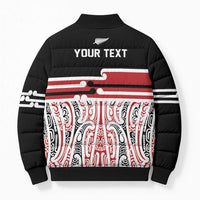 Personalised Toitu Te Tiriti Aotearoa 1840 Bomber Puffer Jacket Red Kowhaiwhai Puhoro - Polynesian Pride