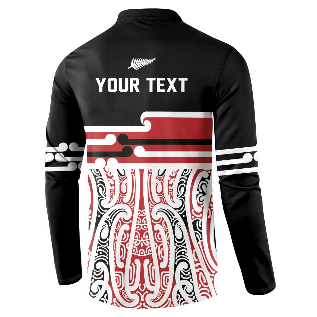 Personalised Toitu Te Tiriti Aotearoa 1840 Button Sweatshirt Red Kowhaiwhai Puhoro - Polynesian Pride