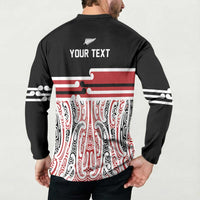 Personalised Toitu Te Tiriti Aotearoa 1840 Button Sweatshirt Red Kowhaiwhai Puhoro - Polynesian Pride