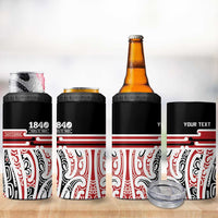 Personalised Toitu Te Tiriti Aotearoa 1840 4 in 1 Can Cooler Tumbler Red Kowhaiwhai Puhoro LT9 - Polynesian Pride