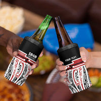 Personalised Toitu Te Tiriti Aotearoa 1840 4 in 1 Can Cooler Tumbler Red Kowhaiwhai Puhoro LT9 - Polynesian Pride