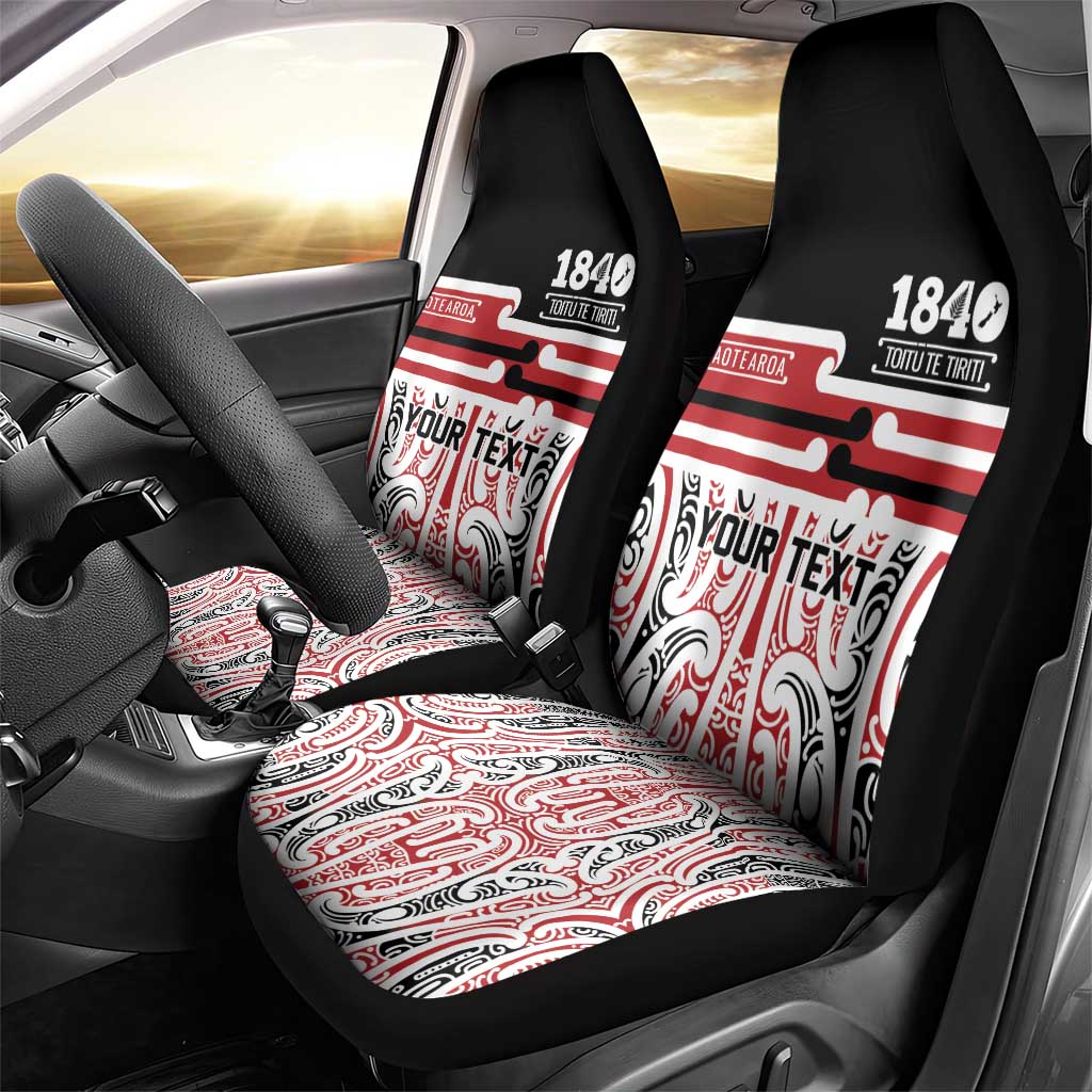 Personalised Toitu Te Tiriti Aotearoa 1840 Car Seat Cover Red Kowhaiwhai Puhoro LT9 - Polynesian Pride