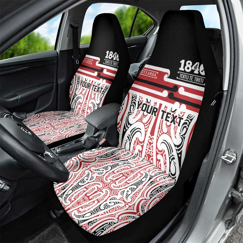 Personalised Toitu Te Tiriti Aotearoa 1840 Car Seat Cover Red Kowhaiwhai Puhoro LT9 - Polynesian Pride