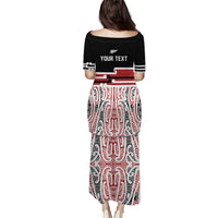 Personalised Toitu Te Tiriti Aotearoa 1840 Family Matching Puletasi and Hawaiian Shirt Red Kowhaiwhai Puhoro LT9 - Polynesian Pride