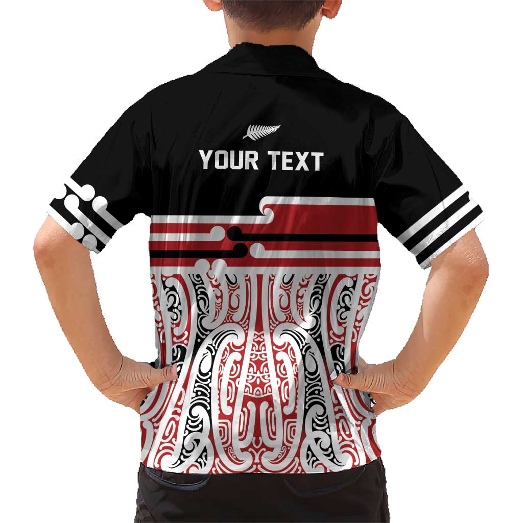 Personalised Toitu Te Tiriti Aotearoa 1840 Family Matching Short Sleeve Bodycon Dress and Hawaiian Shirt Red Kowhaiwhai Puhoro LT9 - Polynesian Pride