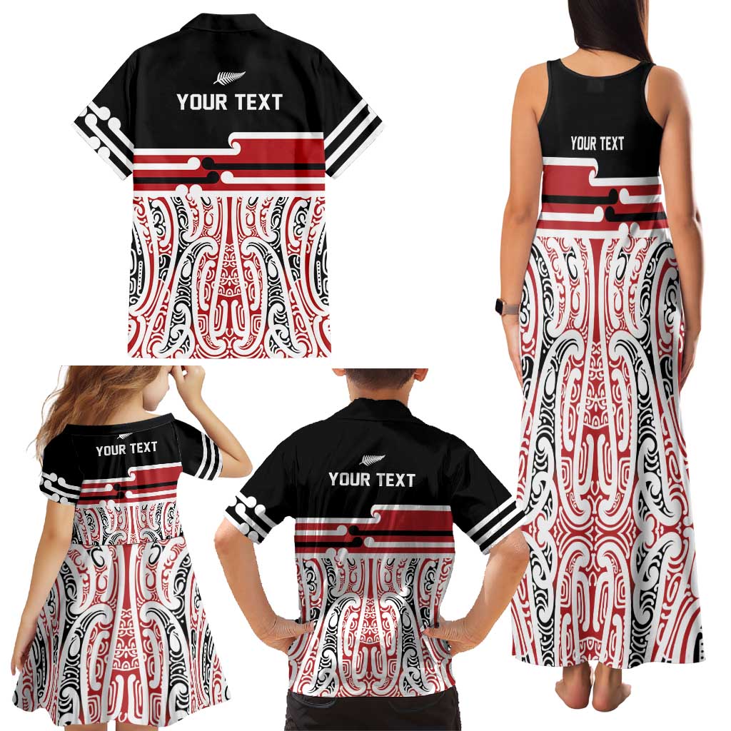 Personalised Toitu Te Tiriti Aotearoa 1840 Family Matching Tank Maxi Dress and Hawaiian Shirt Red Kowhaiwhai Puhoro LT9 - Polynesian Pride