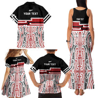 Personalised Toitu Te Tiriti Aotearoa 1840 Family Matching Tank Maxi Dress and Hawaiian Shirt Red Kowhaiwhai Puhoro LT9 - Polynesian Pride